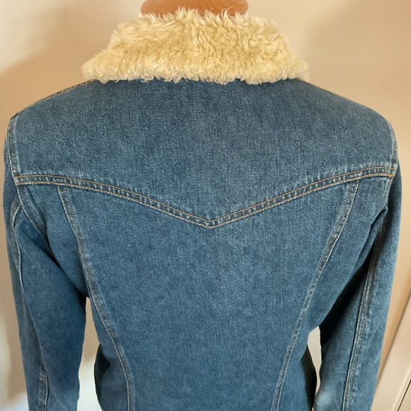 Vintage Roxy Sherpa Lined Denim Jacket Y2K Blue Jean Trucker Coat 100% Cotton - Picture 6 of 8